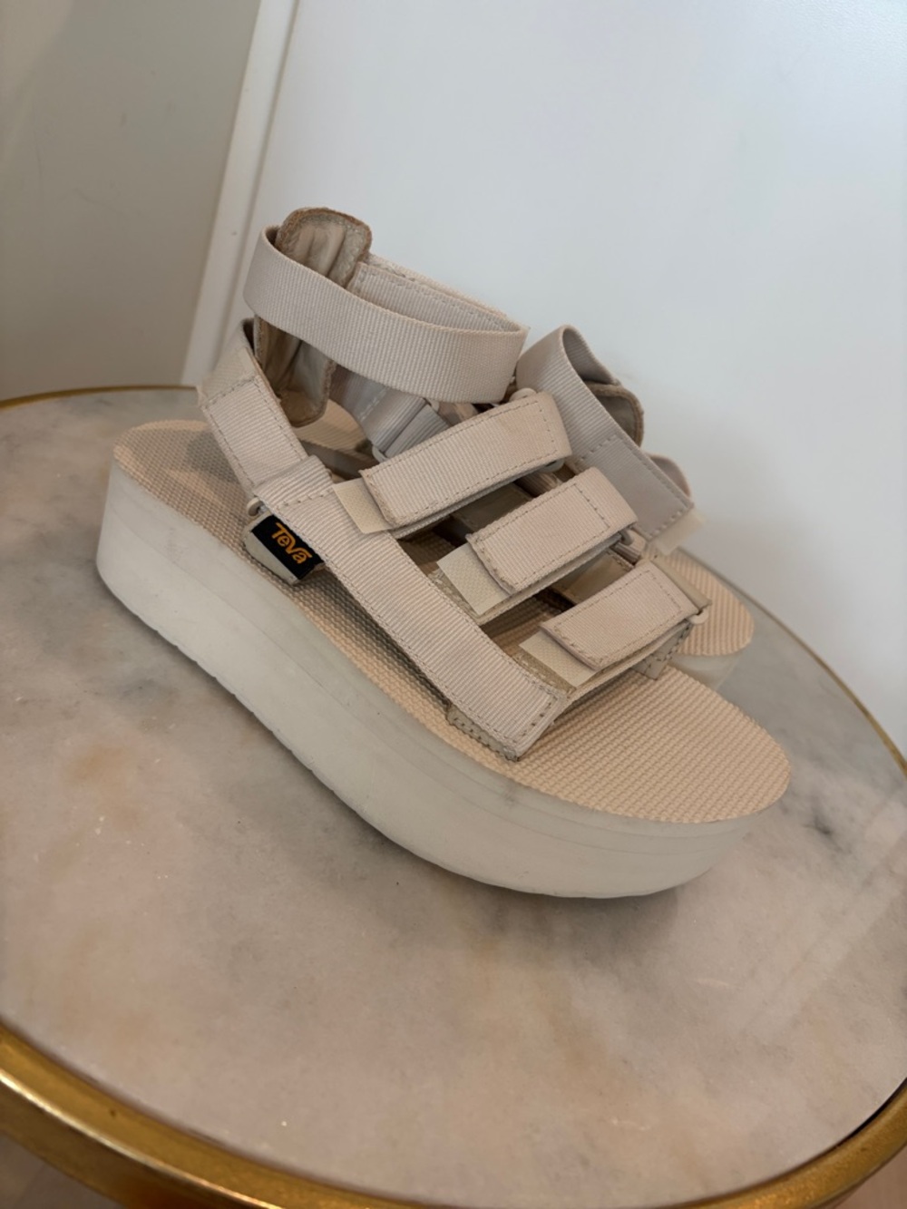 Teva Women's Platform Strappy Sandals in Light Beige